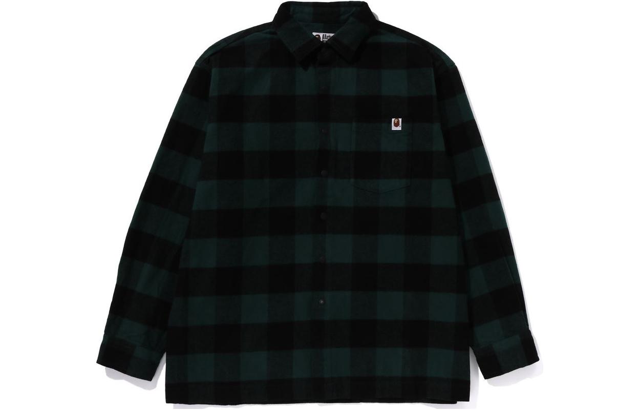 BAPE  Long-Sleeve Checkered Button-Up Shirt. 1J80-131-003