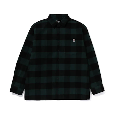 BAPE Long-Sleeve Checkered Button-Up Shirt. 1J80-131-003
