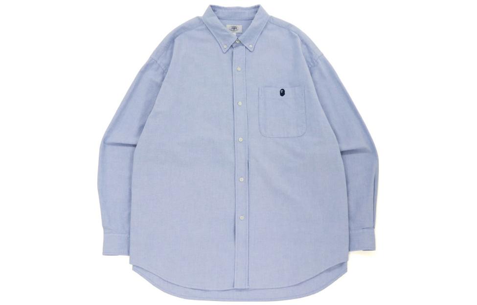 BAPE  Long Sleeve Shirt with Ape Embroidery and Letter Tag Design 0ZXSTM13103SH