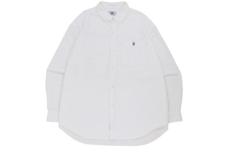 Order BAPE 猿人刺繡長袖襯衫 搭配字母標設計 0ZXSTM13103SH