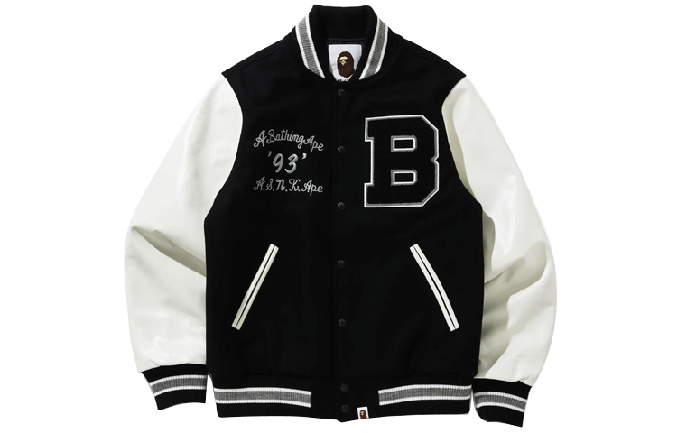 BAPE  Loose Fit Baseball Jacket - Back to School Season. 1G80-141-001