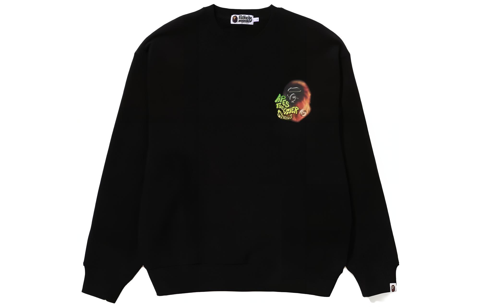 BAPE  Loose Fit Crewneck Pullover Letter Print Long Sleeve Sweatshirt 1J80-113-051