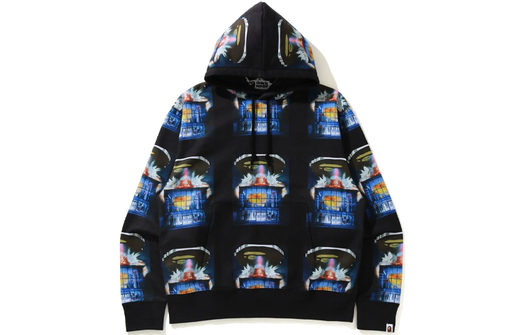 BAPE  Loose Fit Hoodie with Invader Print. 1H30-114-004