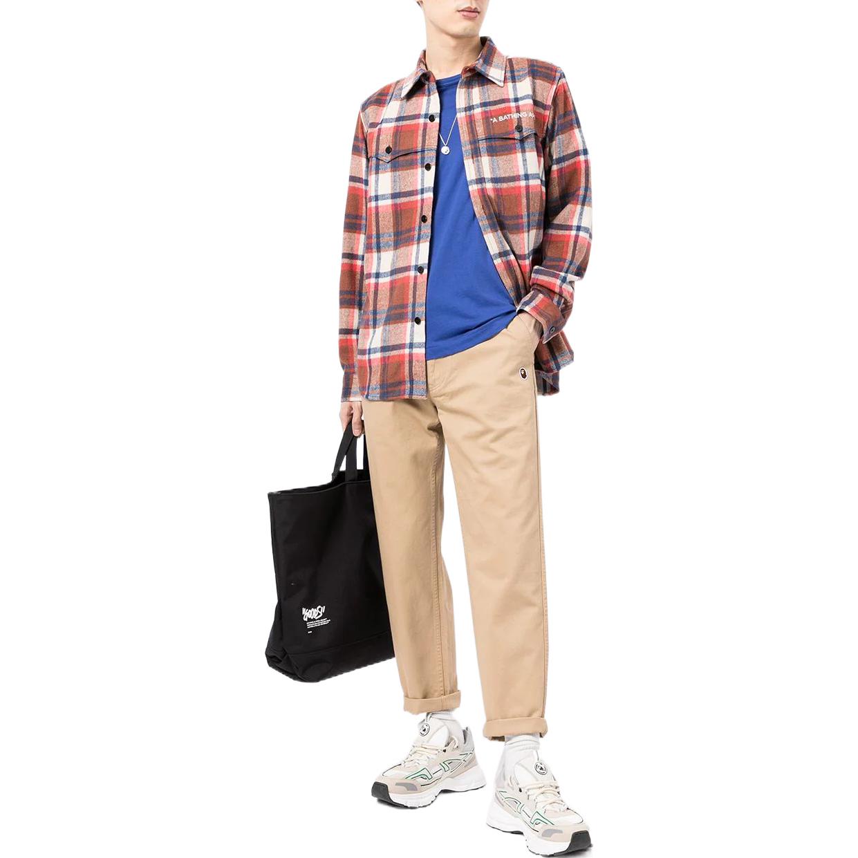 Lookbook BAPE 紅色格紋長袖扣襯衫 001SHH801001M