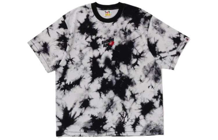 BAPE  Tie-Dye Crewneck T-Shirt with Embroidered Logo. 1J30-109-055