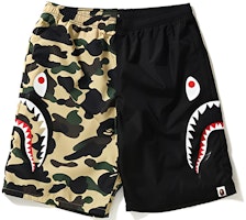 Bape A BATHING APE 1st Camo Half Shark Beach Shorts Black/Yellow Unisex. bape-ss18-0013 Bape A BATHING APE 1st Camo Half Shark Beach Shorts Black/Yellow Unisex. bape-ss18-0013
