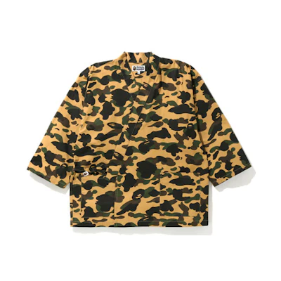 Bape A BATHING APE 1ST Camo Kimono Shirt Yellow Camo Full Print Shirt. 1G30-131-004