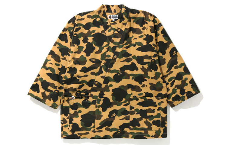 Order Bape A BATHING APE 1ST迷彩和服襯衫 黃色迷彩 全印花襯衫 1G30-131-004