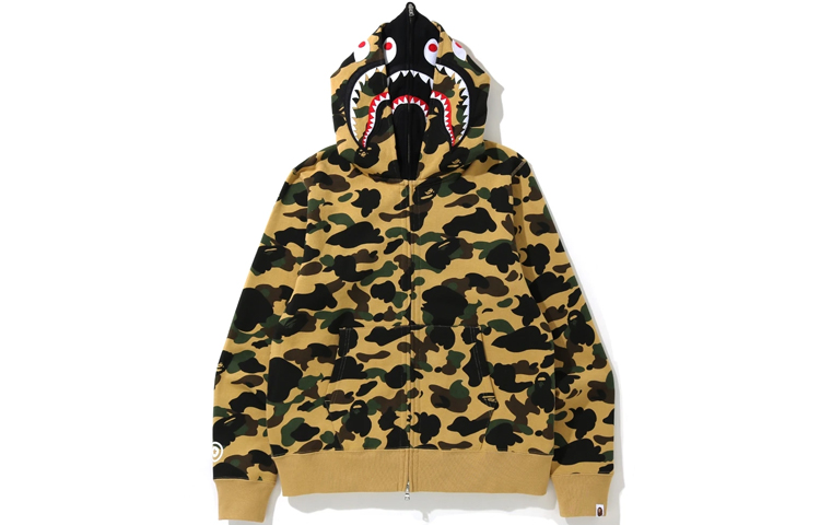 Bape A BATHING APE 1st Camo Shark Full Zip Double Hoodie Yellow Unisex. 1F70-115-027 圖 3