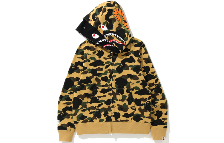 Bape A BATHING APE 1st Camo Shark Full Zip Double Hoodie Yellow Unisex. 1F70-115-027 圖 4