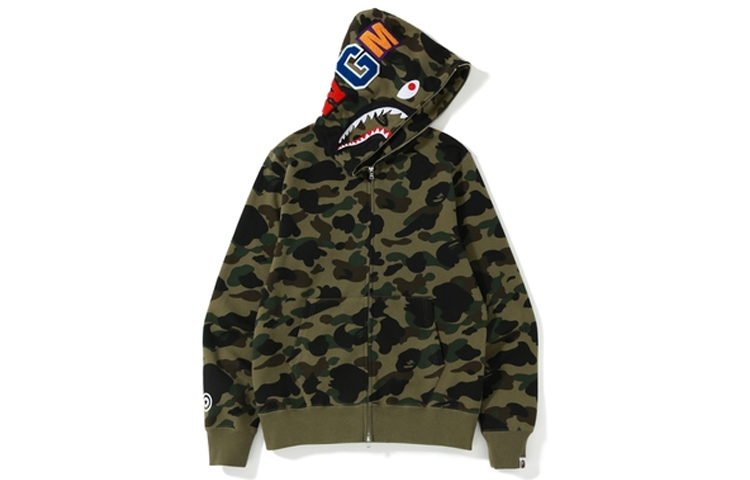 Bape A BATHING APE 1ST Camo Shark Full Zip Hoodie  Green Camo. 1G20115008-GN