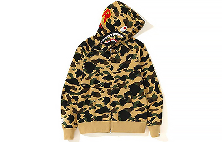 Bape A BATHING APE 1ST Camo Shark Full Zip Hoodie Yellow Camo Unisex Jacket. 1F30-115-007 圖 3