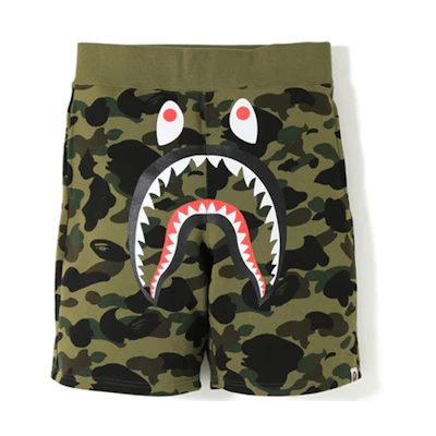 Bape A BATHING APE 1st Camo Shark Sweat Shorts Unisex Green Camo 1F30-153-008
