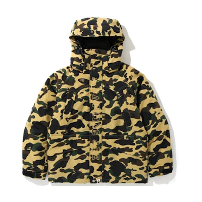 Bape A BATHING APE 1st Camo Snowboard Down Jacket Khaki Detachable Hood. 1F70-141-009