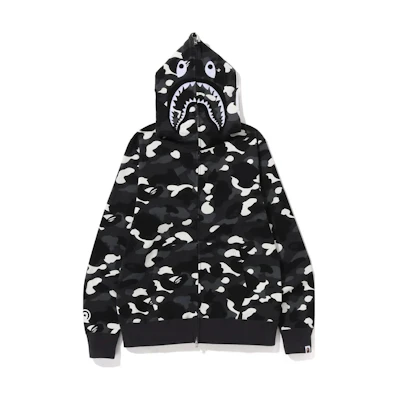 Bape A Bathing Ape 2023 City Camo Glow Shark Hoodie Zip-Up - Glow in the Dark Shark. 1J20-115-002