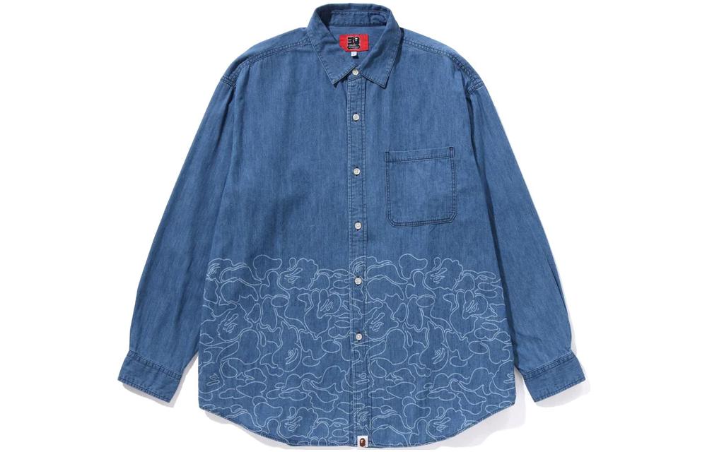 Order Bape A BATHING APE 30週年FW23標誌牛仔長袖襯衫藍色款 男女適用。 1J70-131-001