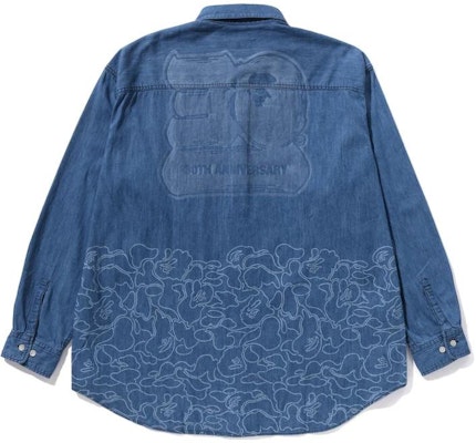 Bape A BATHING APE 30週年FW23標誌牛仔長袖襯衫藍色款 男女適用。 1J70-131-001 Lookbook Bape A BATHING APE 30週年FW23標誌牛仔長袖襯衫藍色款 男女適用。 1J70-131-001