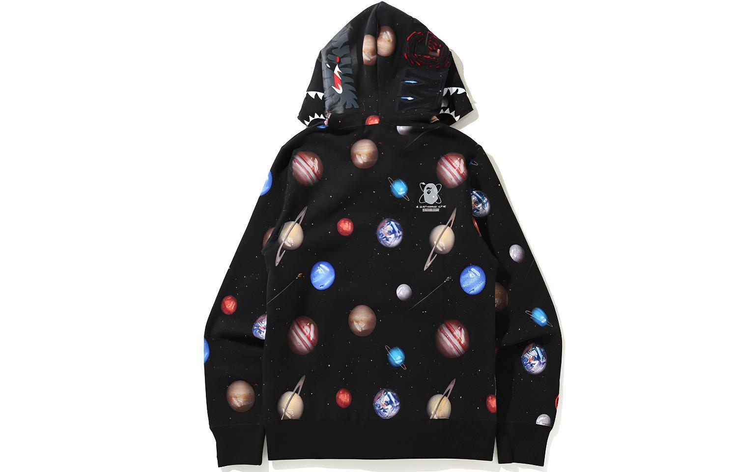 Bape A BATHING APE  Black Planet Print Zip-Up Hoodie. 0ZXSWM115017G