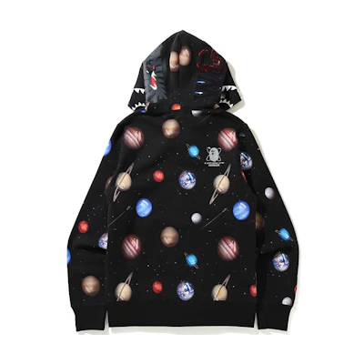Bape A BATHING APE Black Planet Print Zip-Up Hoodie. 0ZXSWM115017G