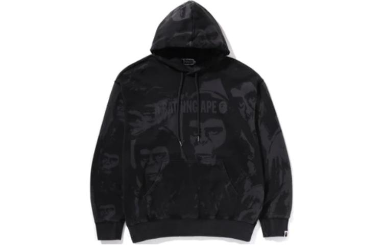 Bape A BATHING APE  Black Relaxed Fit Pullover Hoodie. 1K30-114-311