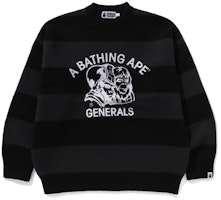 Bape A BATHING APE Black Striped Pattern Pullover Knit Sweater. 0ZXKNM120304N Bape A BATHING APE Black Striped Pattern Pullover Knit Sweater. 0ZXKNM120304N