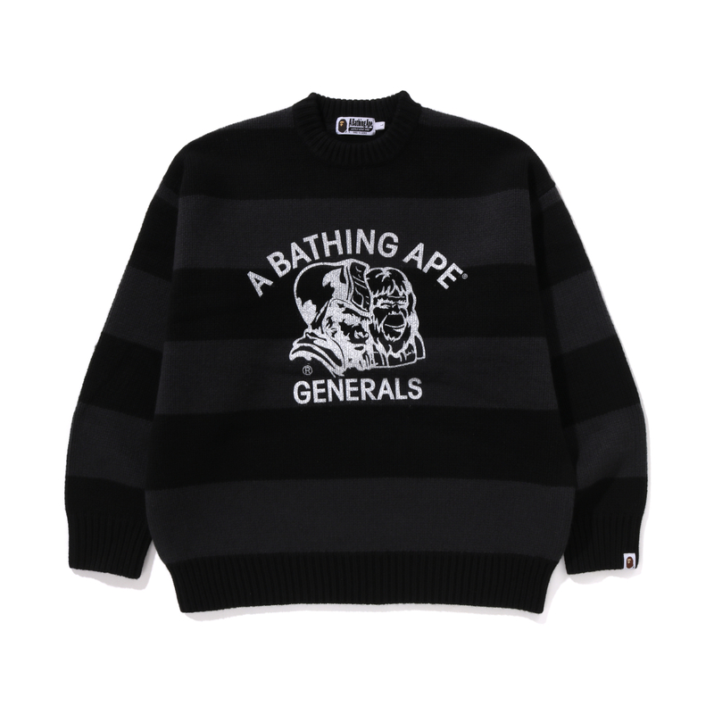 Order Bape A BATHING APE 黑色条纹图案套头针织毛衣. 0ZXKNM120304N
