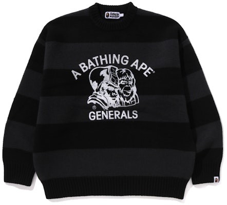 Bape A BATHING APE 黑色条纹图案套头针织毛衣. 0ZXKNM120304N Order Bape A BATHING APE 黑色条纹图案套头针织毛衣. 0ZXKNM120304N