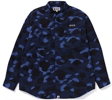 Bape A BATHING APE Blue Camo Print Long-Sleeve Button-Up Shirt 1J80-131-005 Bape A BATHING APE Blue Camo Print Long-Sleeve Button-Up Shirt 1J80-131-005