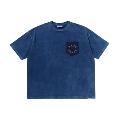 Bape A BATHING APE Blue Logo Graphic Short Sleeve T-Shirt. 1L30-109-329