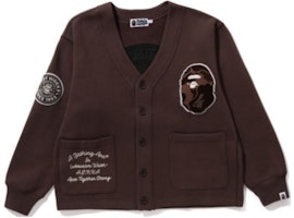 Bape A BATHING APE Brown V-Neck Cardigan Single-Breasted Jacket. 0ZXSWM113063L Bape A BATHING APE Brown V-Neck Cardigan Single-Breasted Jacket. 0ZXSWM113063L
