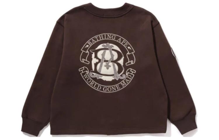 Lookbook 베이프 어 베이싱 에이프 브라운 V넥 가디건 싱글브레스트 재킷. 0ZXSWM113063L