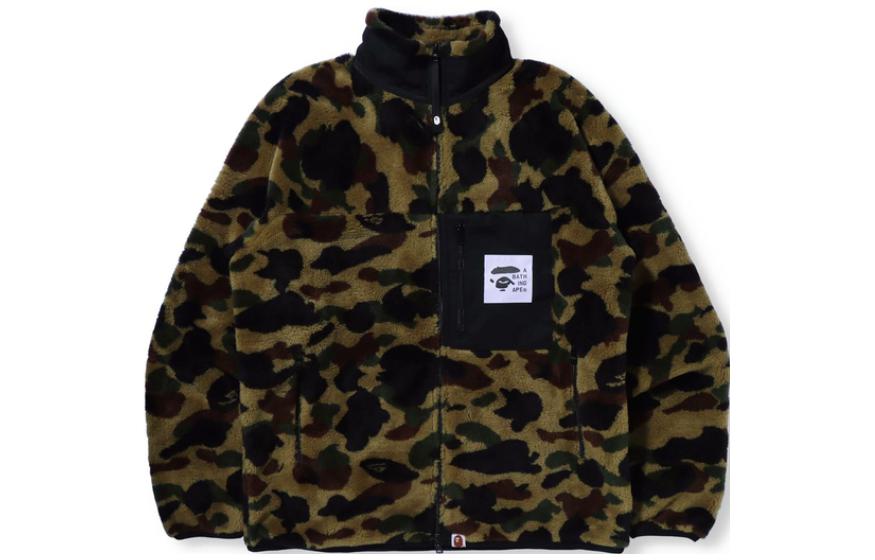 Bape A BATHING APE  Camo Fleece Jacket with Ape Logo. 0ZXJKM14003XH