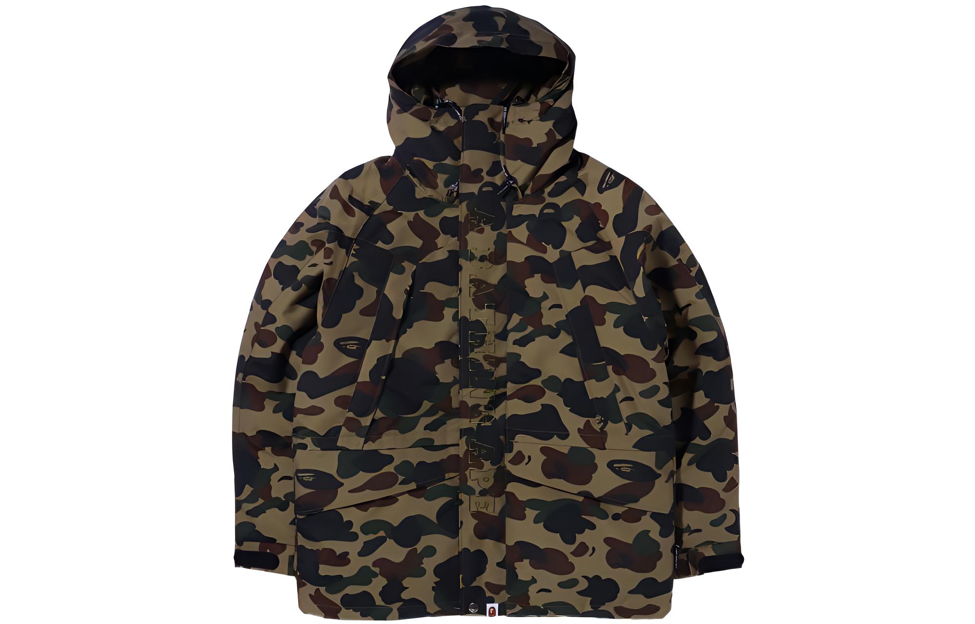 Bape A BATHING APE  Camo Full Print Letter Embroidery Hooded Down Jacket 0ZXDNM141006H