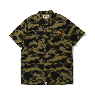 Bape A BATHING APE Camo Letter Print Short Sleeve Shirt. 0ZXSTM131009E