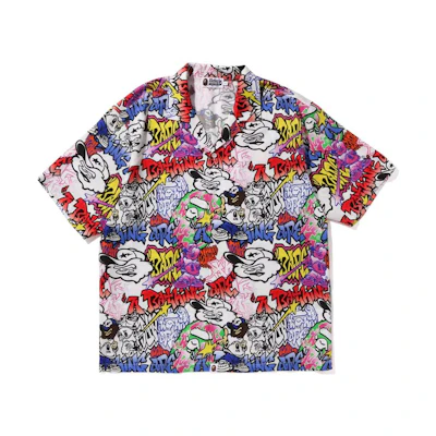 Bape A BATHING APE Cartoon Letter Print Polo Shirt Multicolor 1J30-132-055