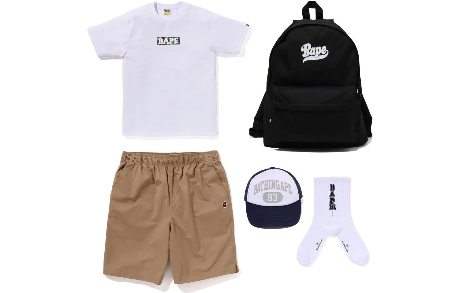 Bape A BATHING APE  Classic Summer Logo Pullover Casual Sports Set (5 Pieces) 1J70-182-004