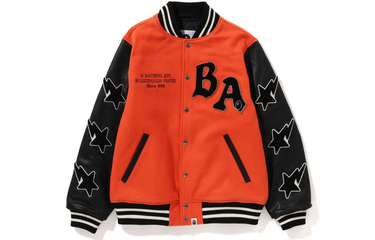 Bape A BATHING APE  Colorblock Letter Patch Zip Long Sleeve Baseball Jacket 1I80-141-001 圖 2