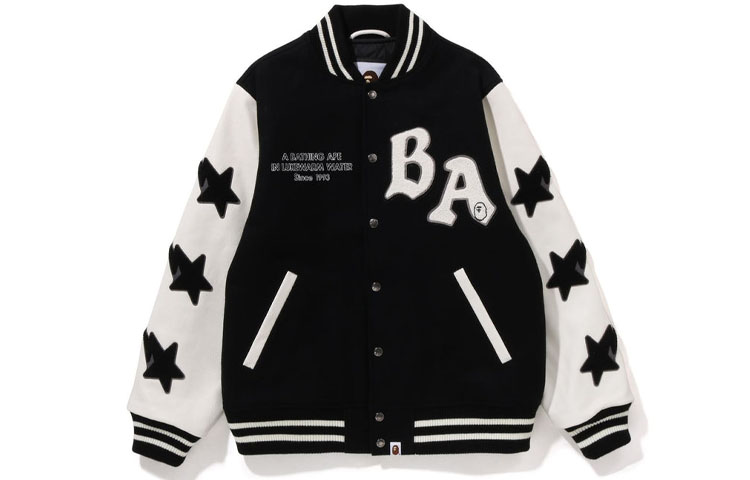 Bape A BATHING APE  Colorblock Letter Patch Zip Long Sleeve Baseball Jacket 1I80-141-001 圖 4