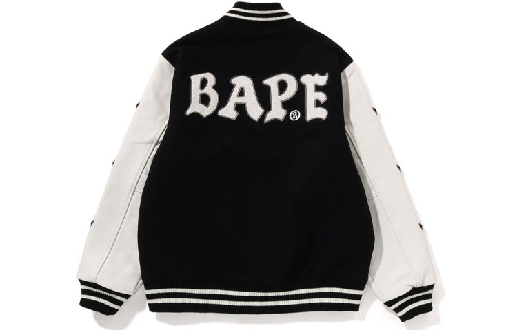 Bape A BATHING APE  Colorblock Letter Patch Zip Long Sleeve Baseball Jacket 1I80-141-001 圖 5