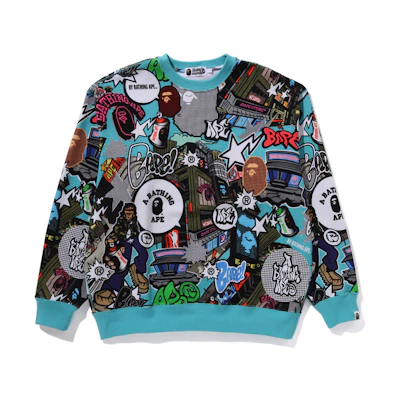 Bape A BATHING APE Colorful Cartoon Graphic Crewneck Sweatshirt. 0ZXSWM113305M