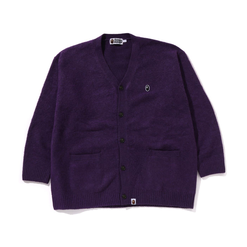 Bape A BATHING APE  FW24 Ape Logo Embroidered Knit Cardigan. 0ZXKNM120004N