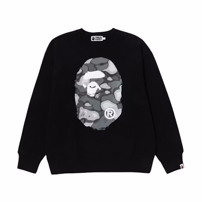 Bape A BATHING APE Graphic Print Loose Fit Crewneck Long-Sleeve Sweatshirt 1K30-113-017