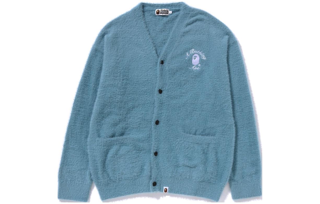 Lookbook 베이프 아 베이싱 에이프 로고 프린트 니트 가디건 긴팔 릴렉스 핏. 1J80-120-009