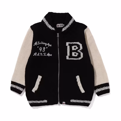 Bape A BATHING APE Knitted Cardigan Sweater with Baseball Collar. 0ZXKNM120002N