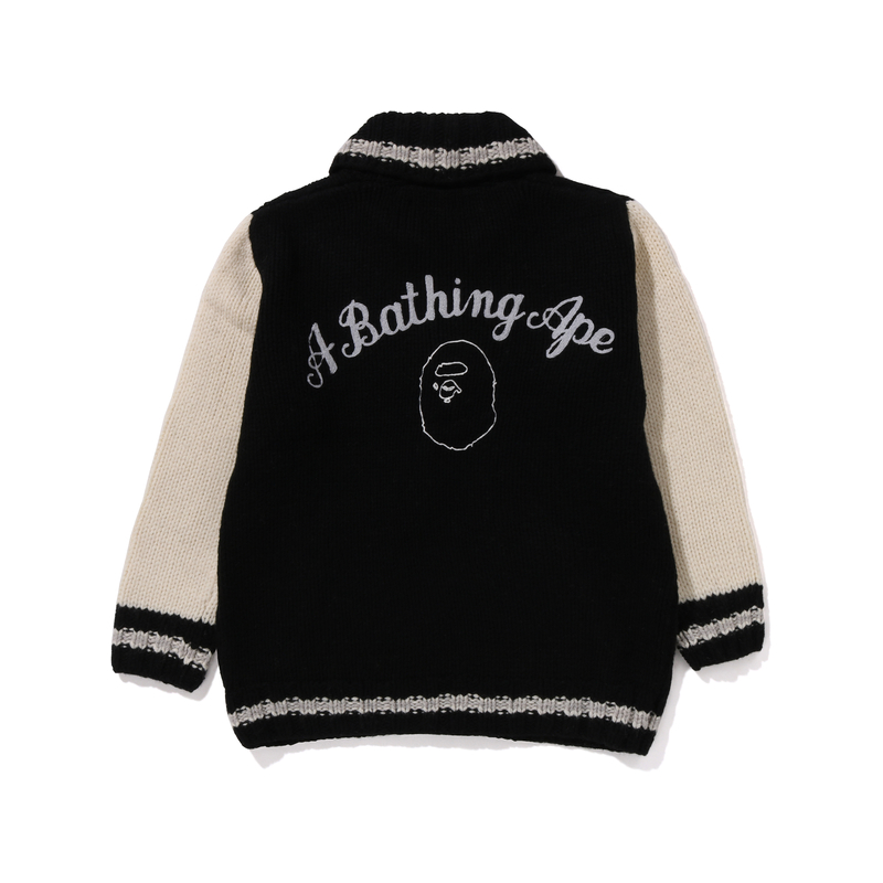 Lookbook 베이프 어 베이씽 에이프 니트 가디건 스웨터 베이스볼 칼라. 0ZXKNM120002N