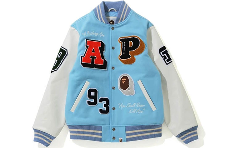 Bape A BATHING APE  Letter Patch Varsity Jacket Back to School Edition 0ZXJKM14103XH 圖 2