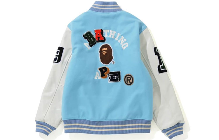 Bape A BATHING APE  Letter Patch Varsity Jacket Back to School Edition 0ZXJKM14103XH 圖 3