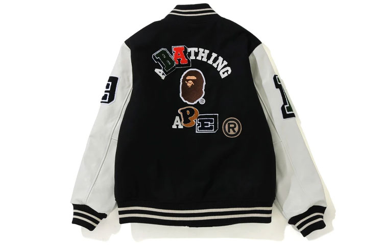 Bape A BATHING APE  Letter Patch Varsity Jacket Back to School Edition 0ZXJKM14103XH 圖 5