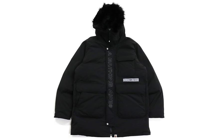Bape A BATHING APE  Long Down Jacket with Embroidered Fur Hood. 0ZXDNM141009H