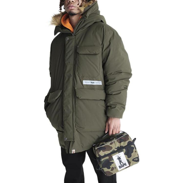 Bape A BATHING APE  Long Down Jacket with Embroidered Fur Hood. 0ZXDNM141009H 圖 4